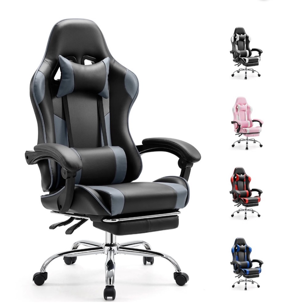 EDX Ergonomic Gaming Chair High Back Office Chair with Lumbar Support and Adjustable Armrests Swivel Racing Chair, Black and Gray