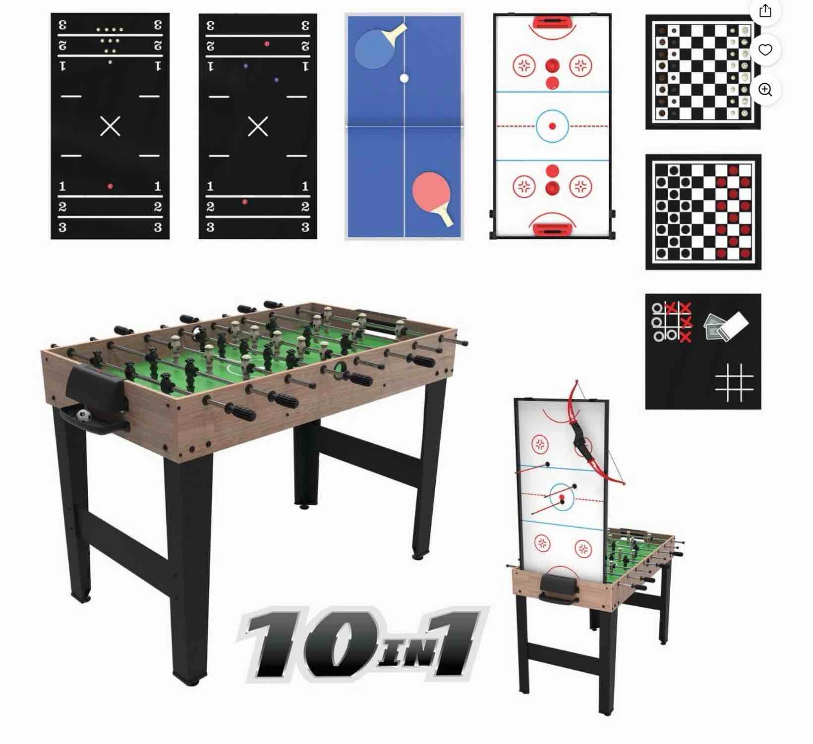 Realplay Tzumi 10-in-1 Multi Game Table for Arcade Games with Basketball, Foosball, Ping Pong, and More