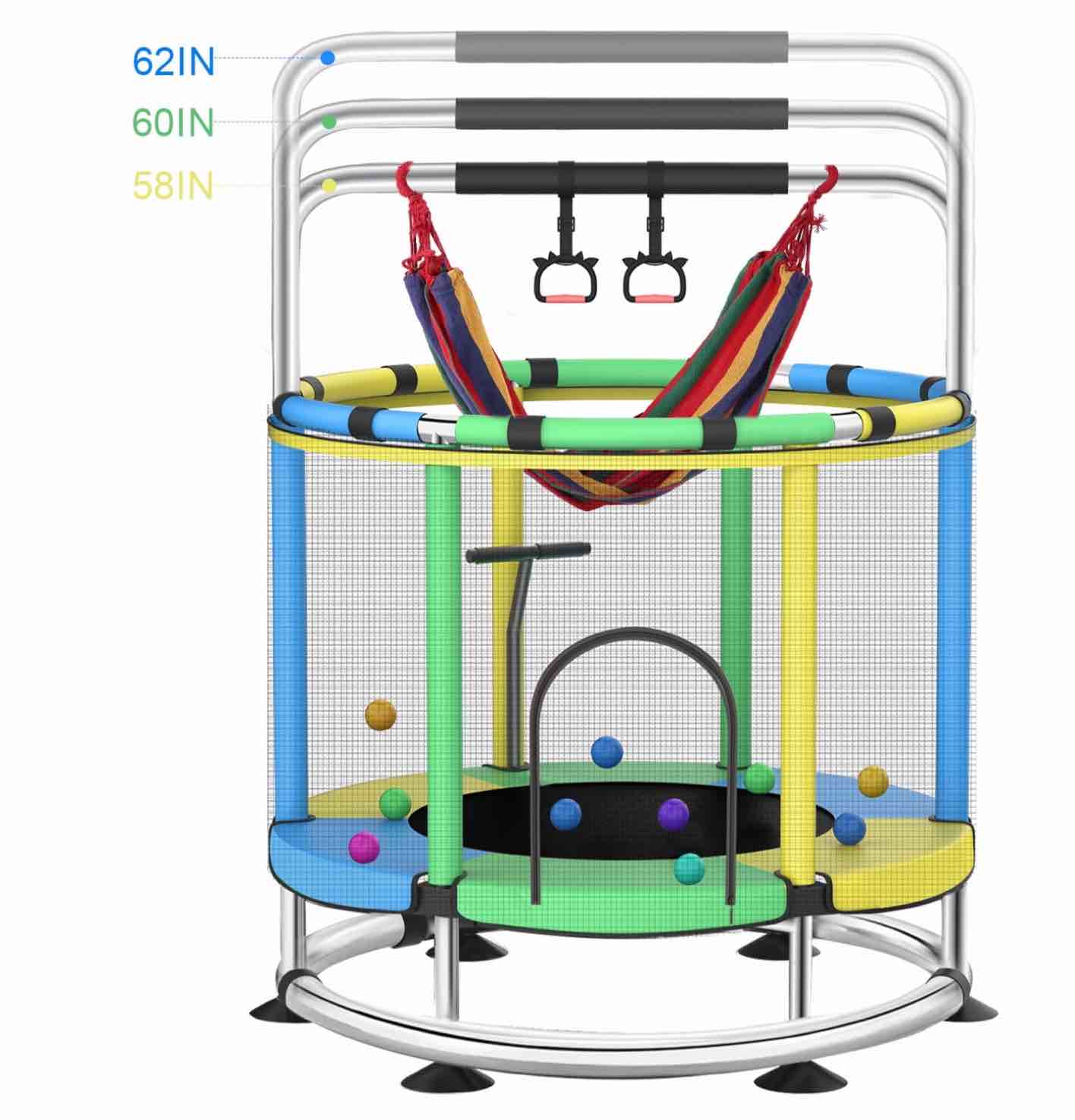 Trampoline for Kids with Enclosure Net, 55" Toddler Mini Trampoline, 440lbs Capacity, Indoor/Outdoor Use, Safe and Easy to Assemble