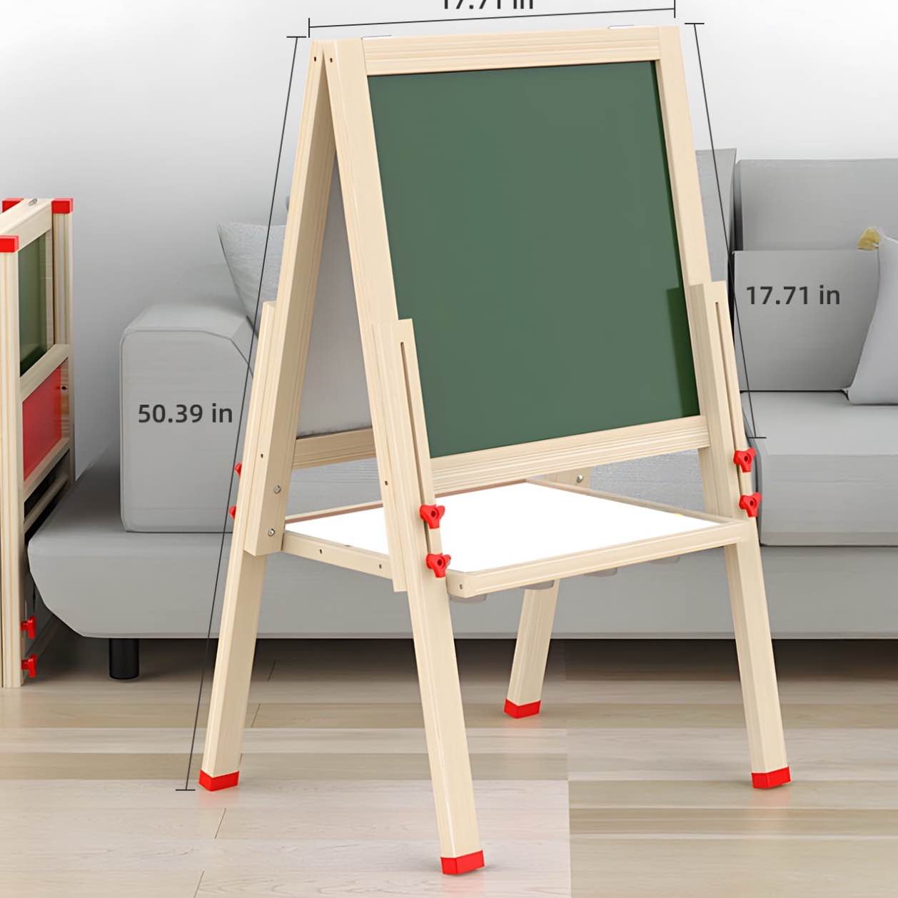 kailwokk art easel for kids, adjustable magnetic double sided wooden toddlers drawing chalkboard, gift & art supplies for 3-8 boys & girls