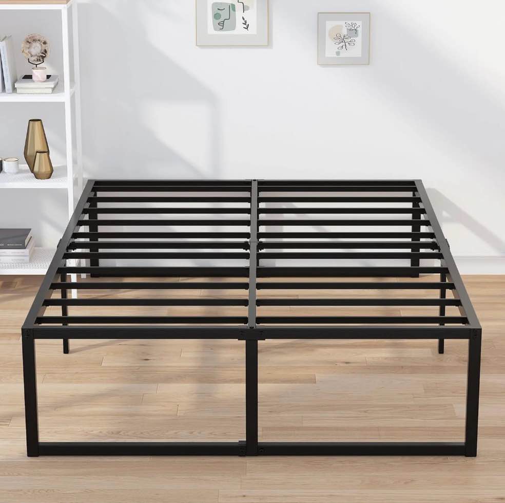 Lutown-Teen 18 inch California King Bed Frames No Box Spring Needed Heavy Duty Metal Cal King Platform for Mattress Foundation, Noise Free, Easy Assembly, Black