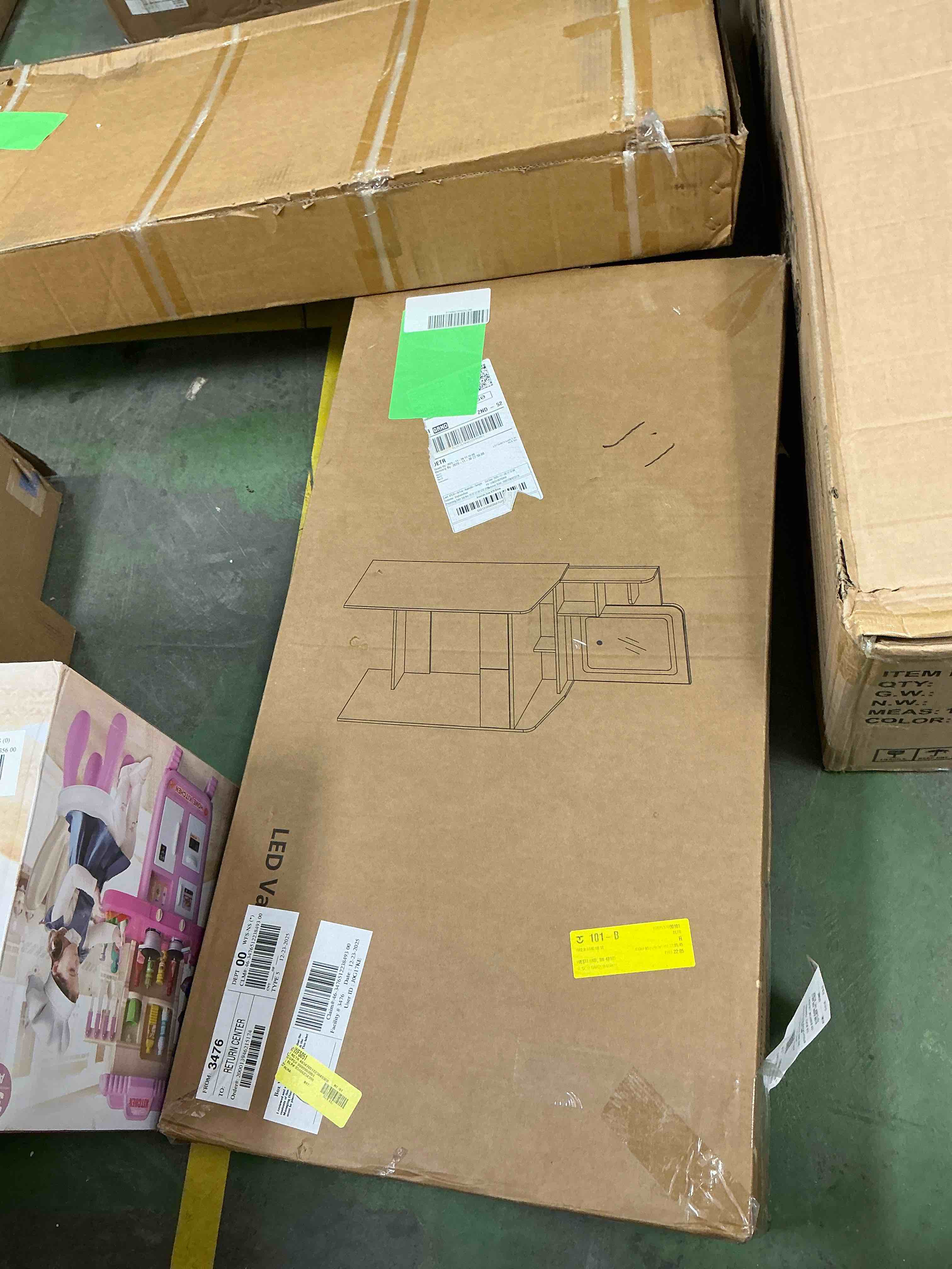 livelyglow vanity desk set with square mirror and light- small vanity table with drawers- white