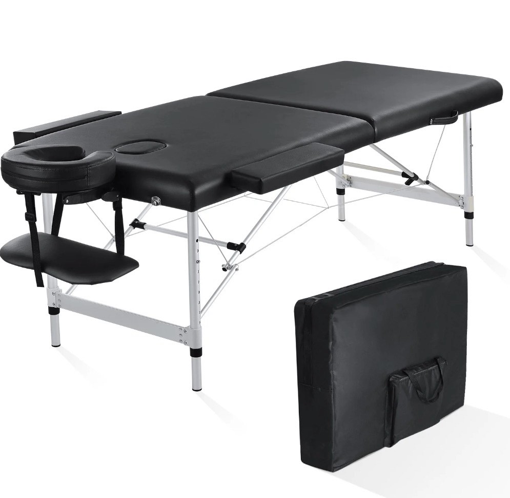 naipo portable massage table 84 inch massage bed wide spa lash bed tattoo bed height adjustable 2 fold aluminum weight capacity 496lb  black promotion