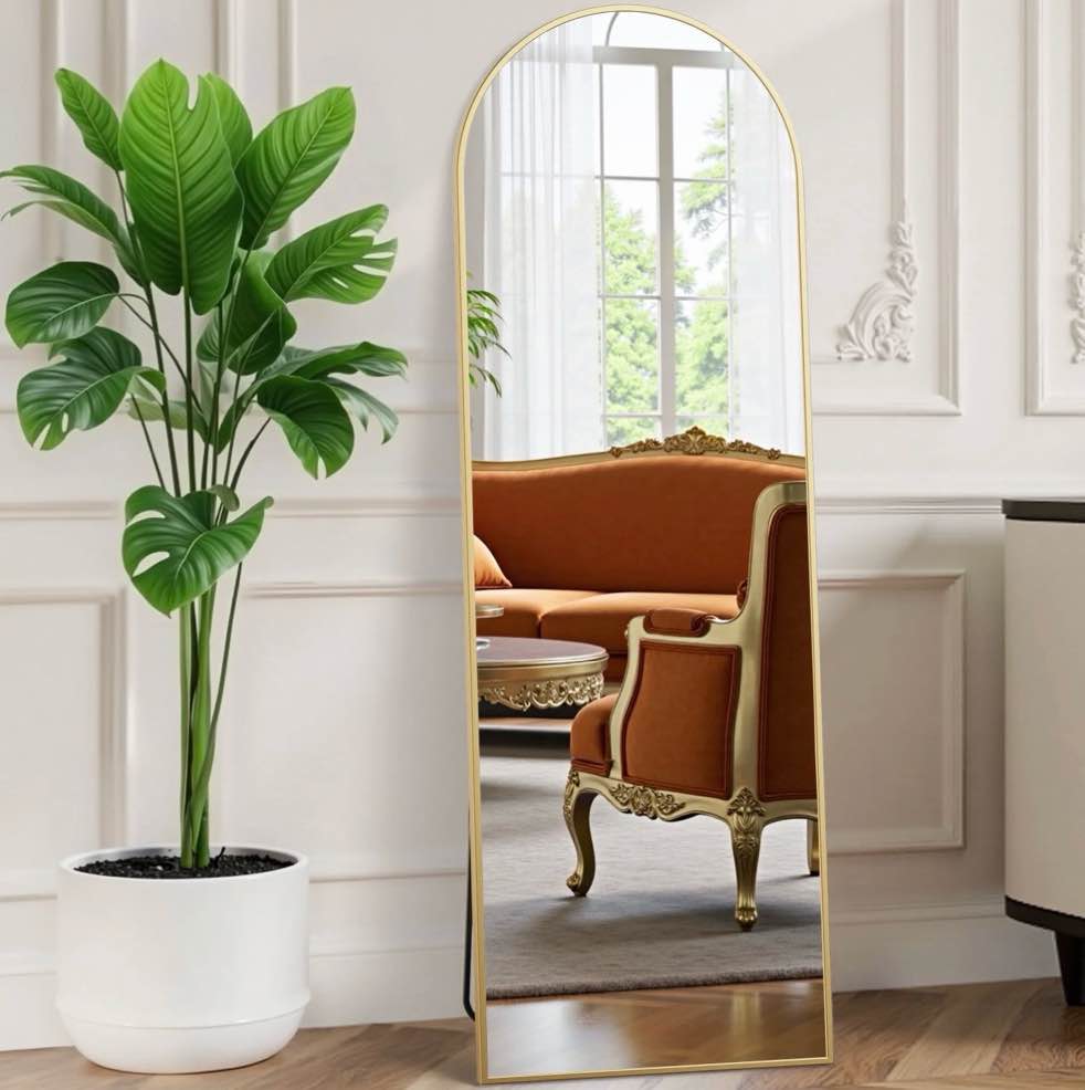 EDX Arched Full Length Mirror 59 x16 Full Body Mirror Rectangle Free Standing Wall Mounted Leaning Hanging Floor Mirrors Gold