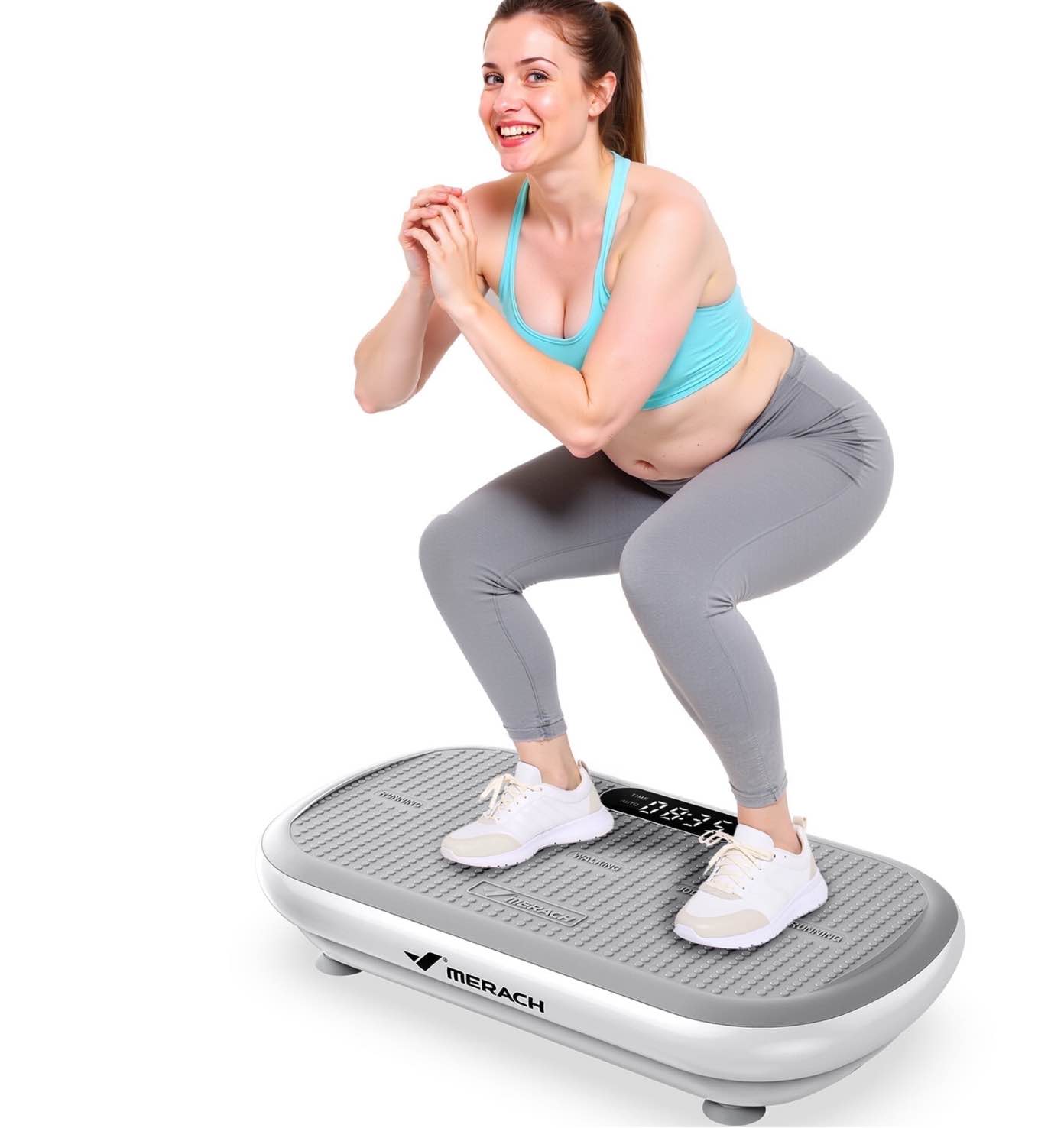 merach vibration plate trainer pro - 440 lb support, enhanced motor, bluetooth, silicone pedals