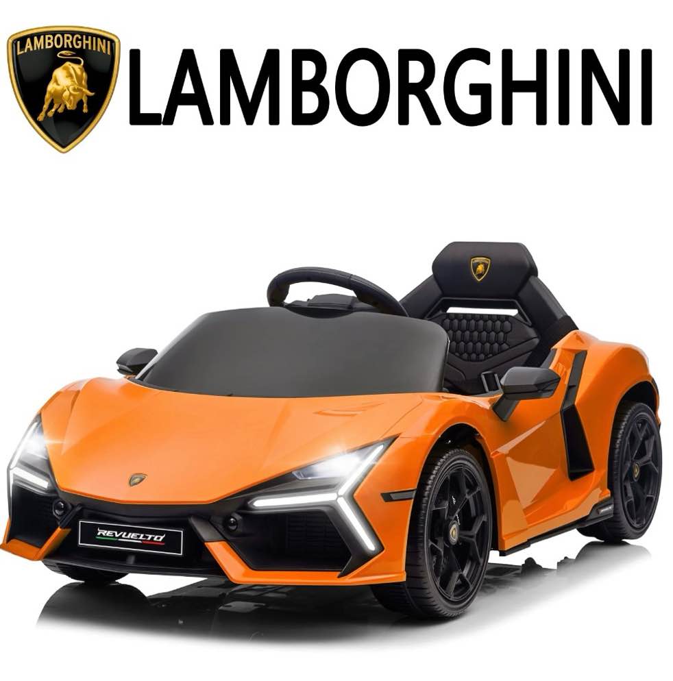 ubesgoo 12v powered ride on car, licensed lamborghini revuelto electric ride on toys for toddlers kids, remote control, orange