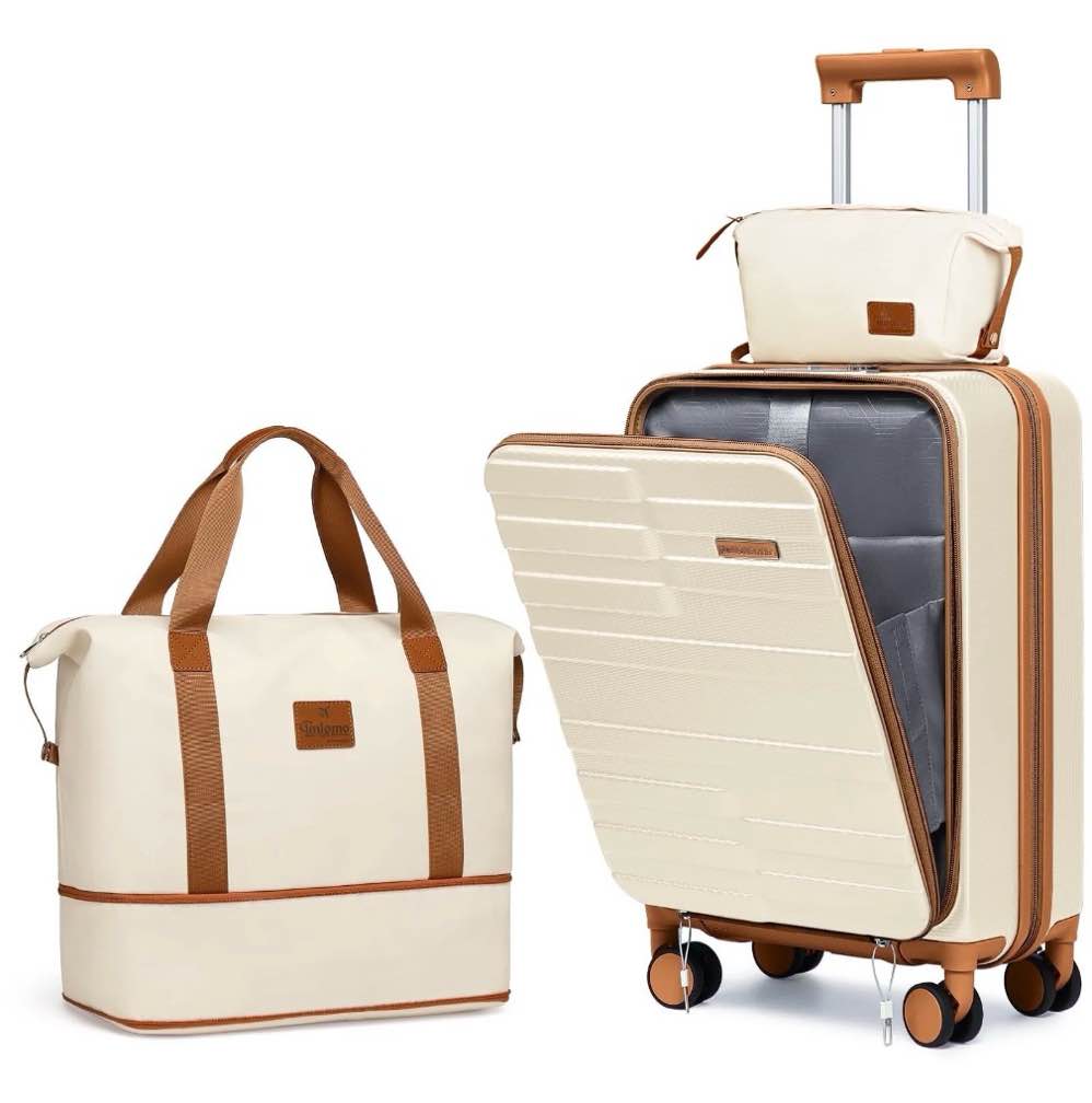 joyway 3-piece front opening cover carry-on luggage side hooks tsa lock spinner wheels ykk zippers