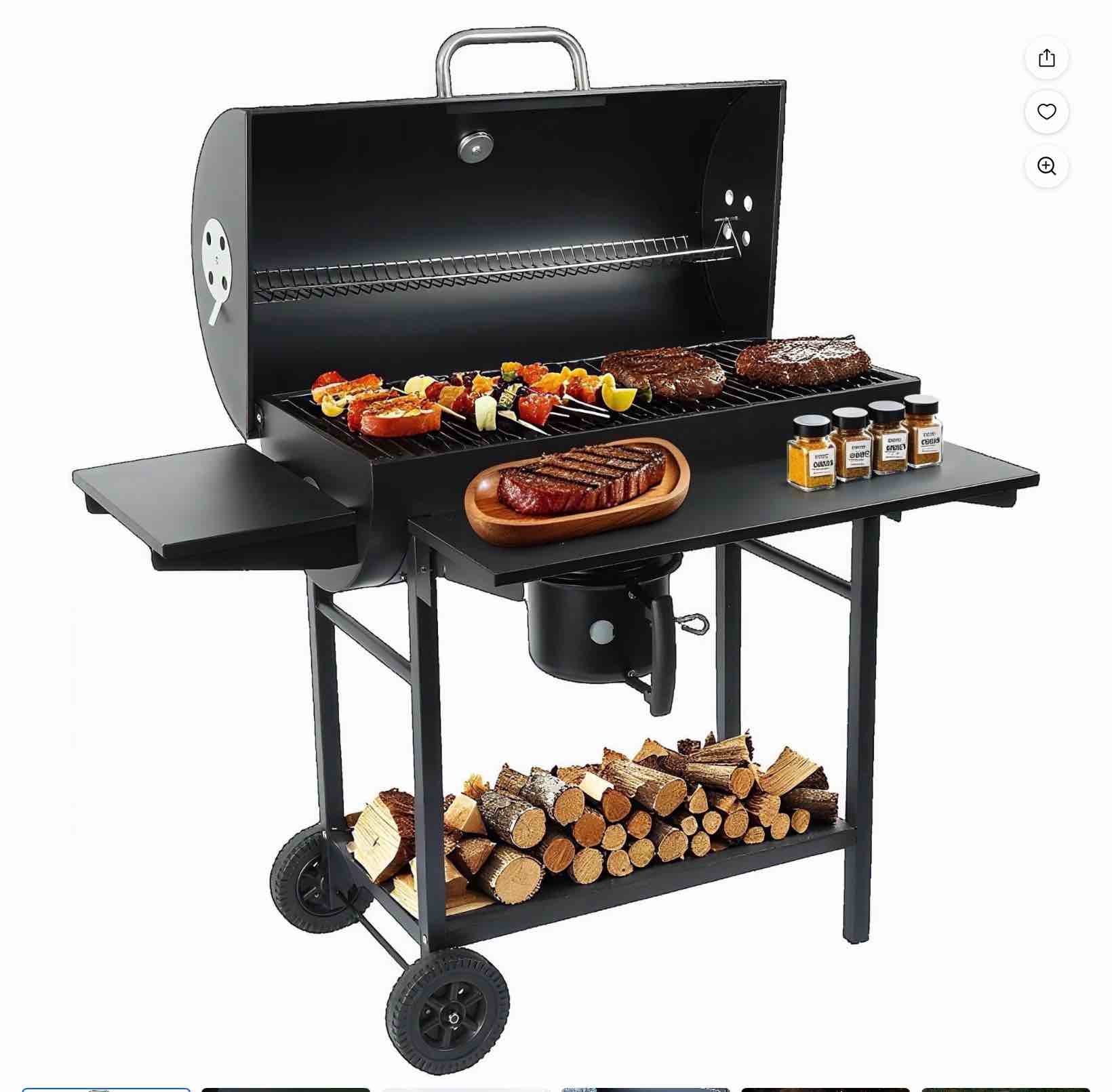 laravist portable charcoal grill, 589.32 sq in cooking area with foldable side tables & removable ash pan