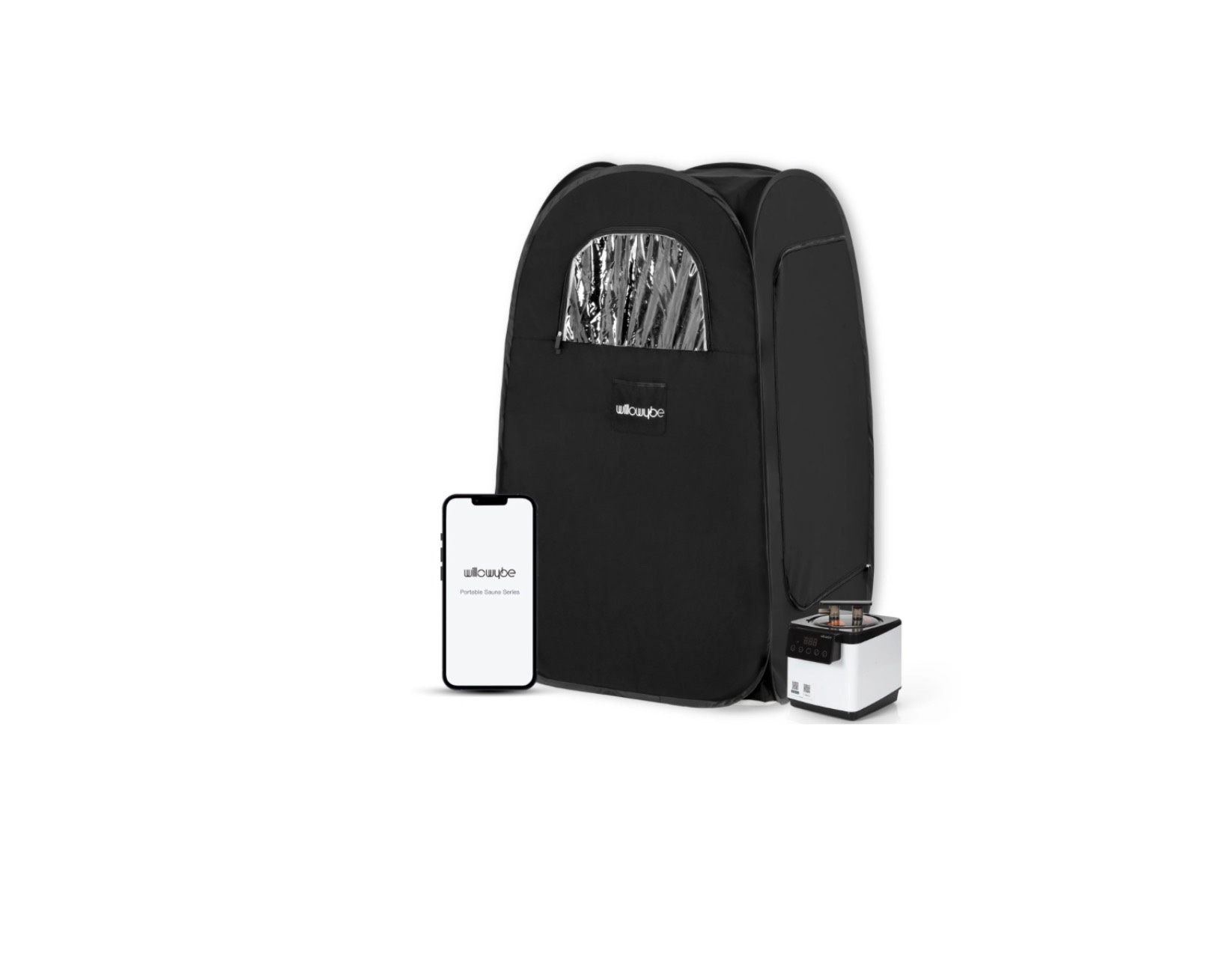 portable steam sauna with bluetooth control  steamer  body tent  foldable chair | personal home spa (black)