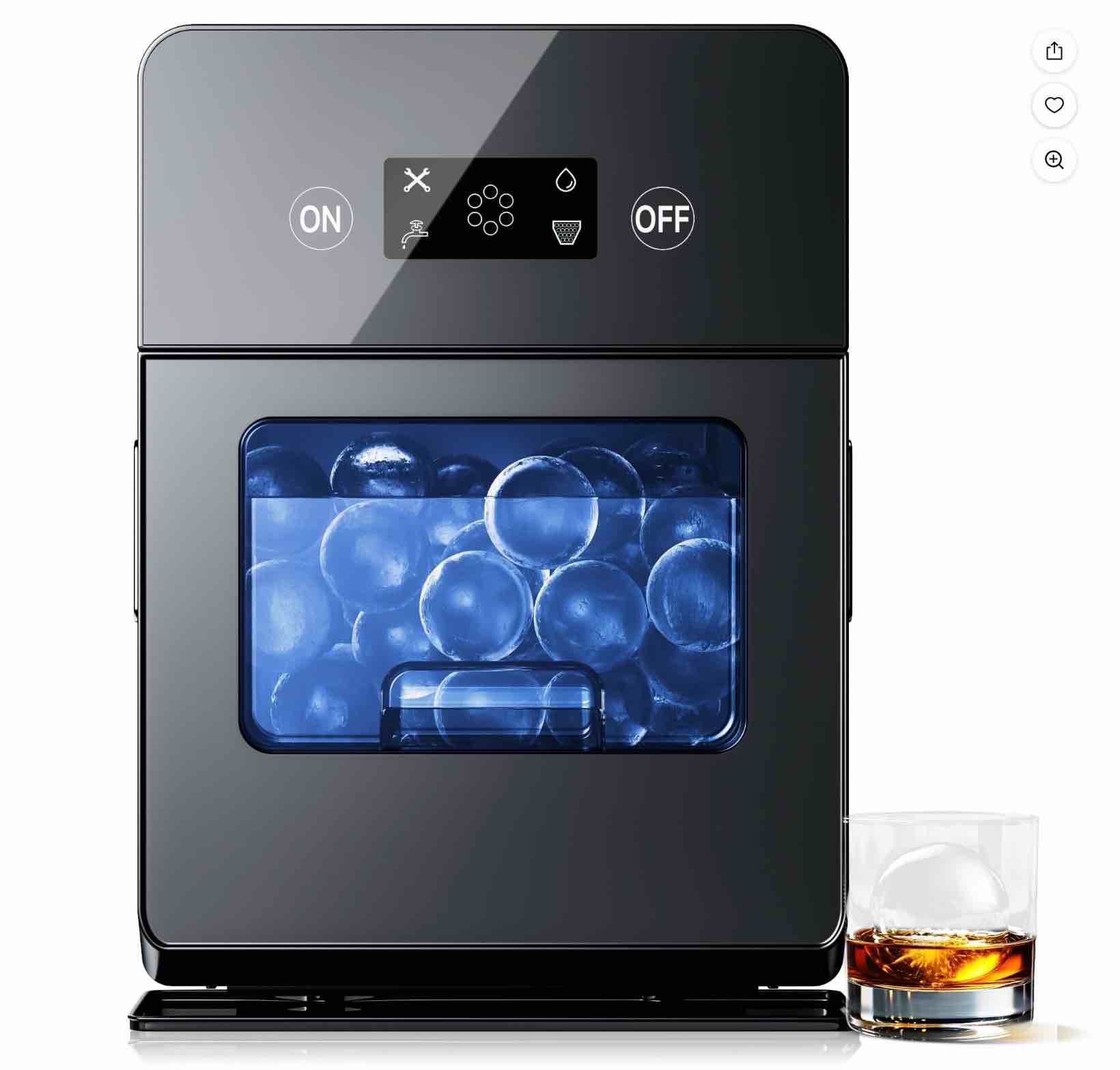 simzlife sphere ice maker 10 pcs/hour  150 pcs/day clear ice ball maker with enhanced insulation  with lcd touch screen  self-cleaning  quiet home and bar ice for whiskey bourbon parties