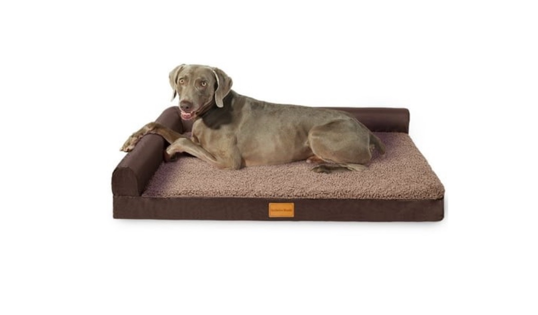 exclusivo mezcla orthopedic xxl dog bed for extra large dogs 48 x30 l shaped with removable washable cover waterproof supportive foam pet couch bed mat brown