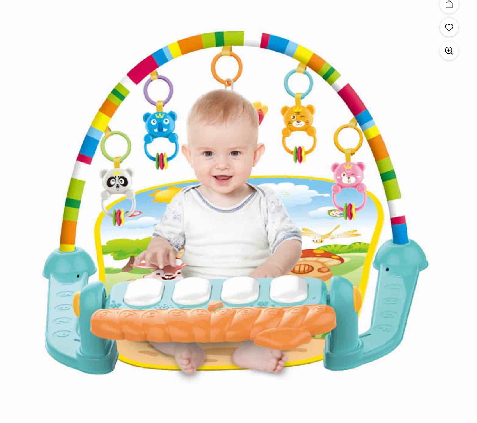 baby play mat for infant with music and mirror, newborn piano activity center toys gym floor playmat for boys girls