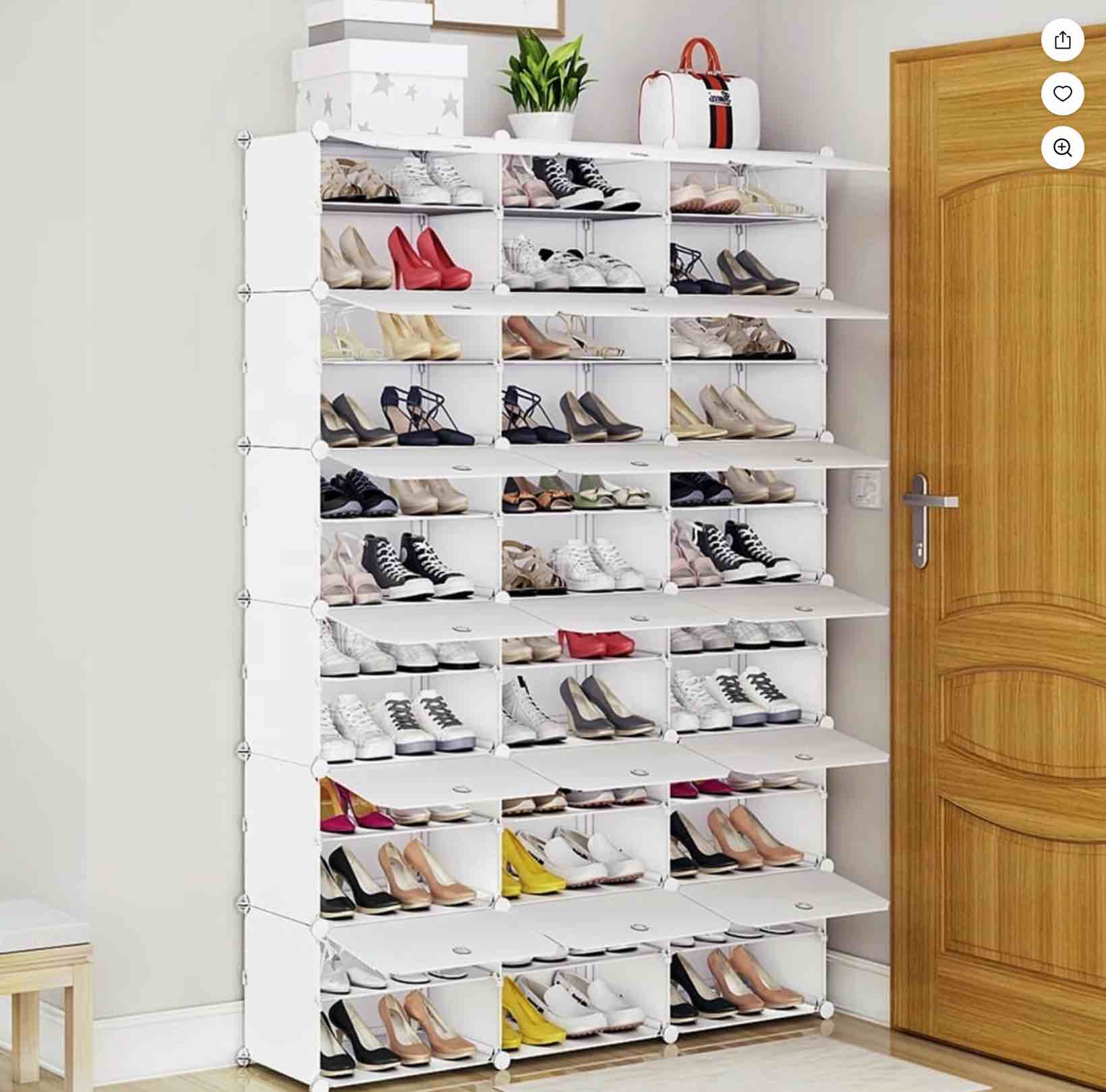ubesgoo 12 tiers shoe rack shelf 36 cubes shoe storage cabinet 72 pairs shoe storage organizer for entryway hallway bedroom living room, white