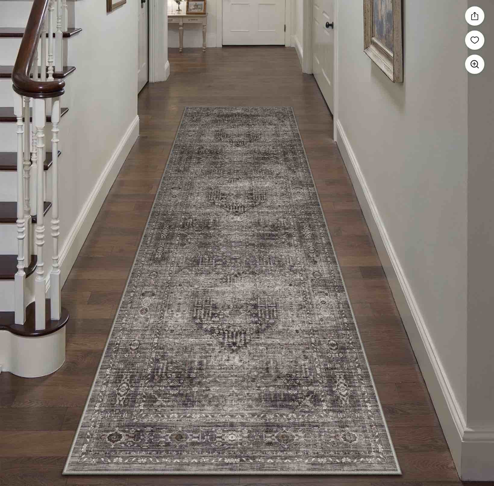 BERTHMEER 2'x8' Runner Rugs for Hallway Bedroom Entryway Kitchen Office Indoor Vintage Traditional Distressed Rugs Washable Non-slip,Brown Carpets