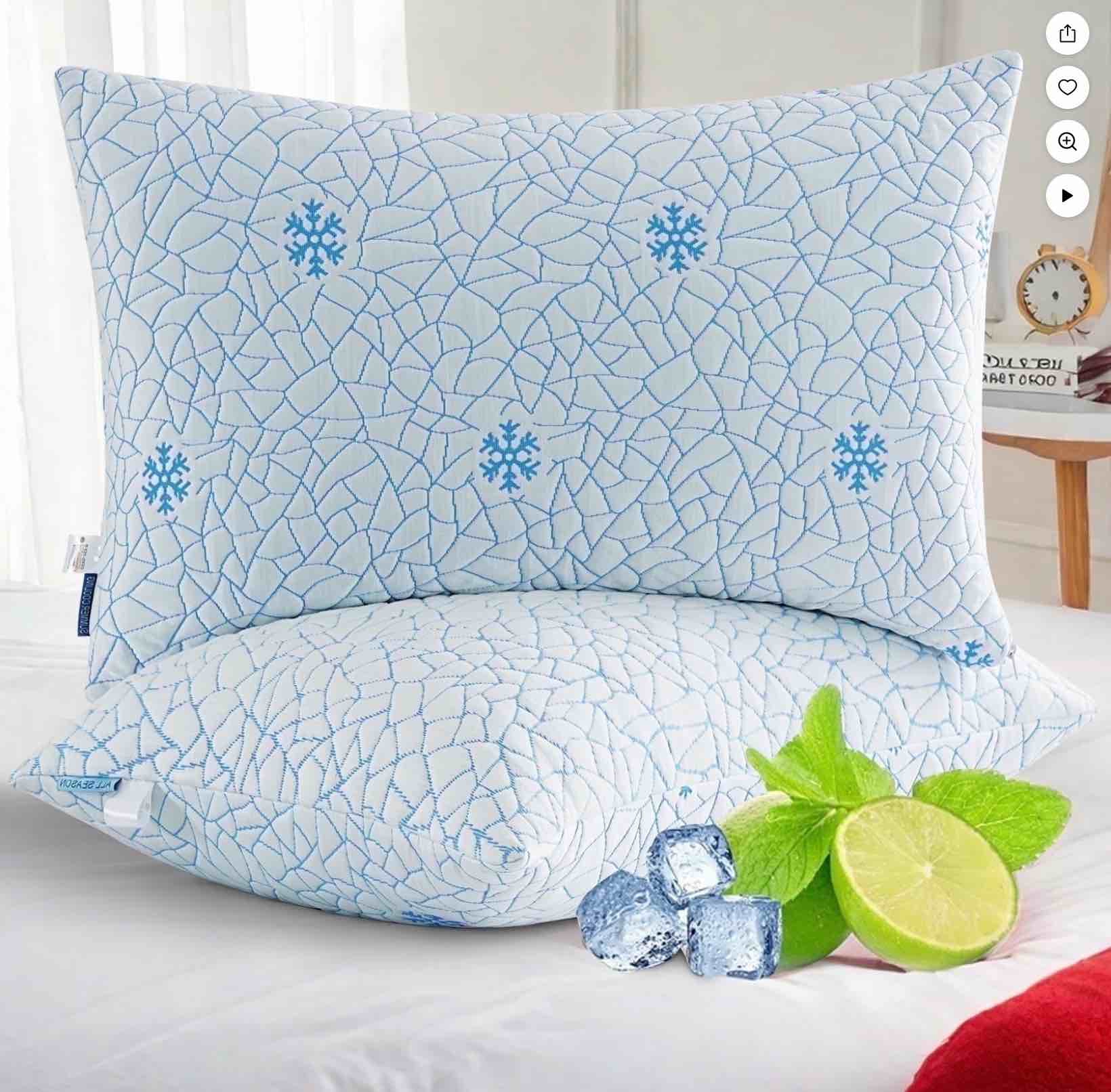 EMONIA Cooling Memory Foam Queen Pillows Set of 2,Adjustable Support & Heat Dissipation Tech for Side,Back,Stomach & Hot Sleepers, OEKO-TEX Certified (30"x20")