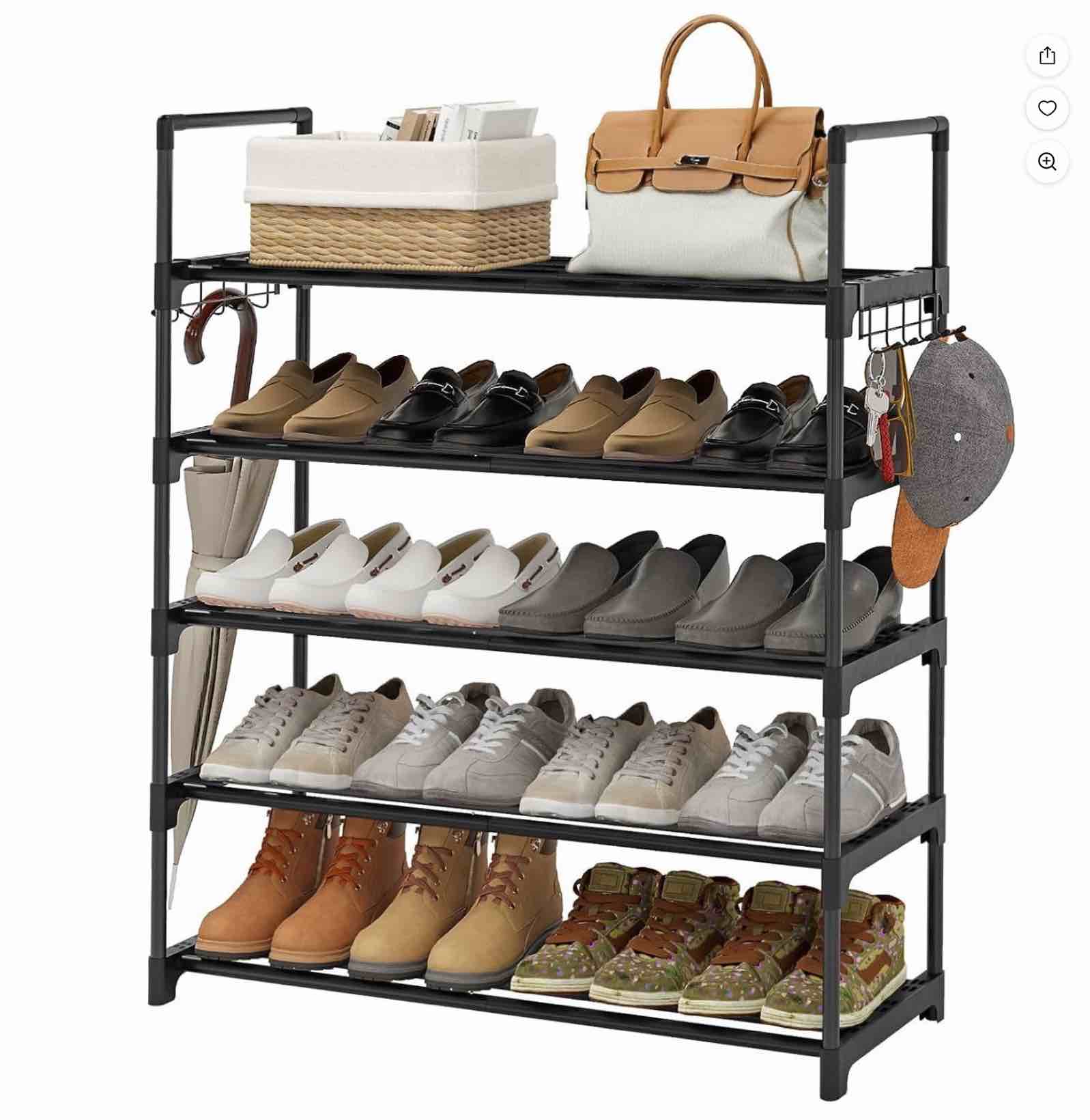5 Tiers Shoe Rack,Shoe Organizer Storage 31.5" Vertical Shoe Shelf Shoe Rack Organizer for Entryway, Closet, Garage, Bedroom,Cloakroom