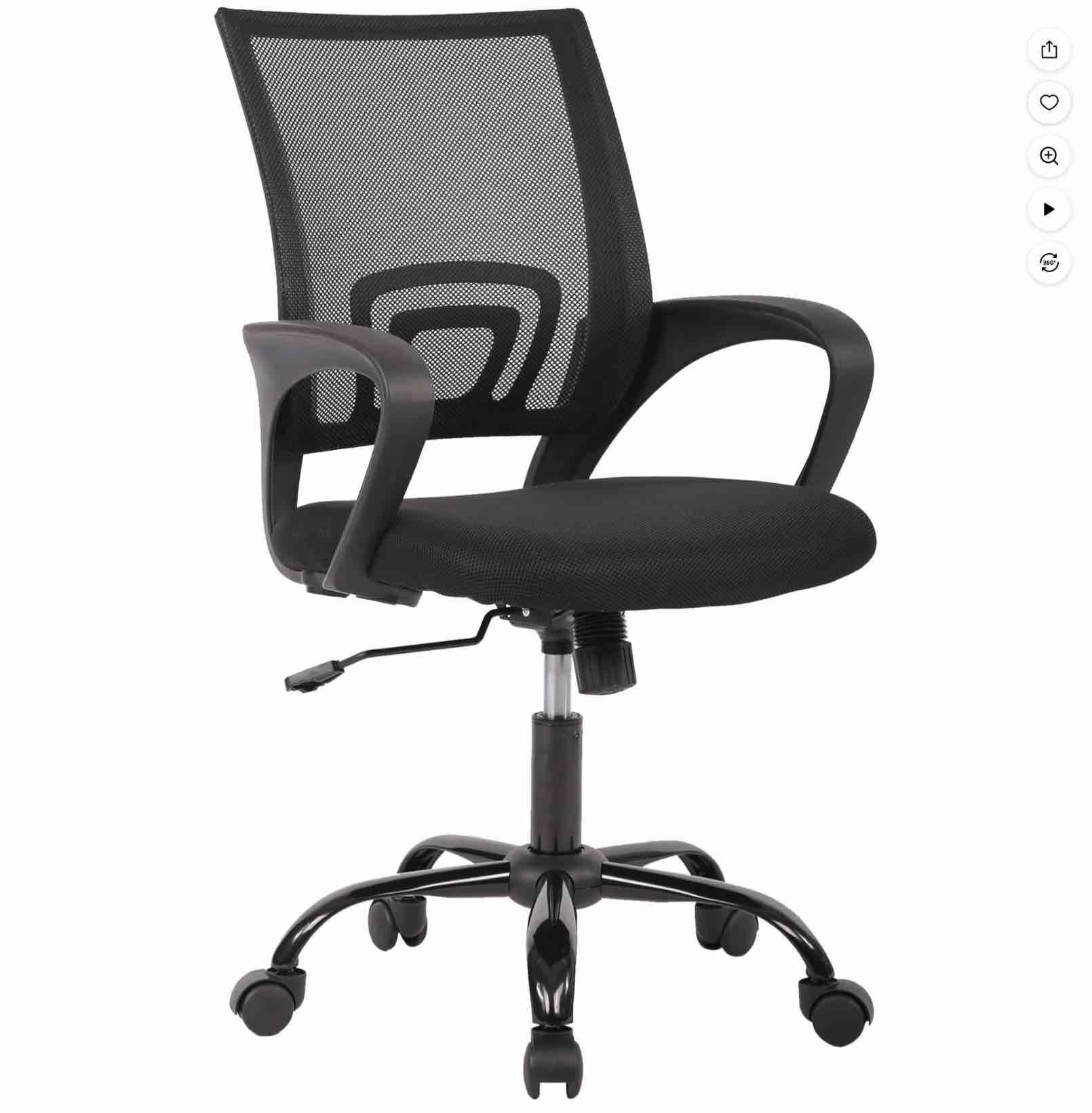 JONPONY Ergonomic Office Chair, Lumbar Support, Adjustable Height with Armrests for Adults,Black