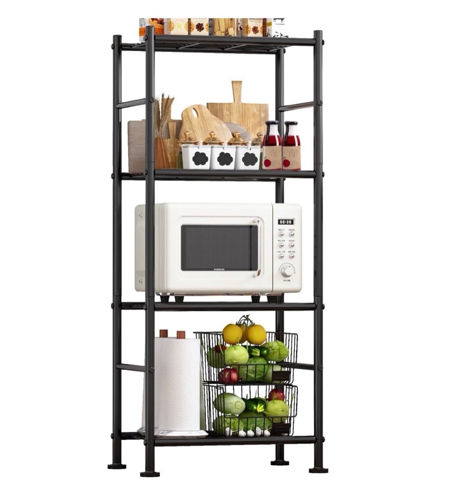 Sakugi 4-Tier Metal Storage Shelves, Adjustable Metal Shelves, 18" W x 12" D x 43" H, 650 lb Total Capacity, Rust-Proof Storage Rack