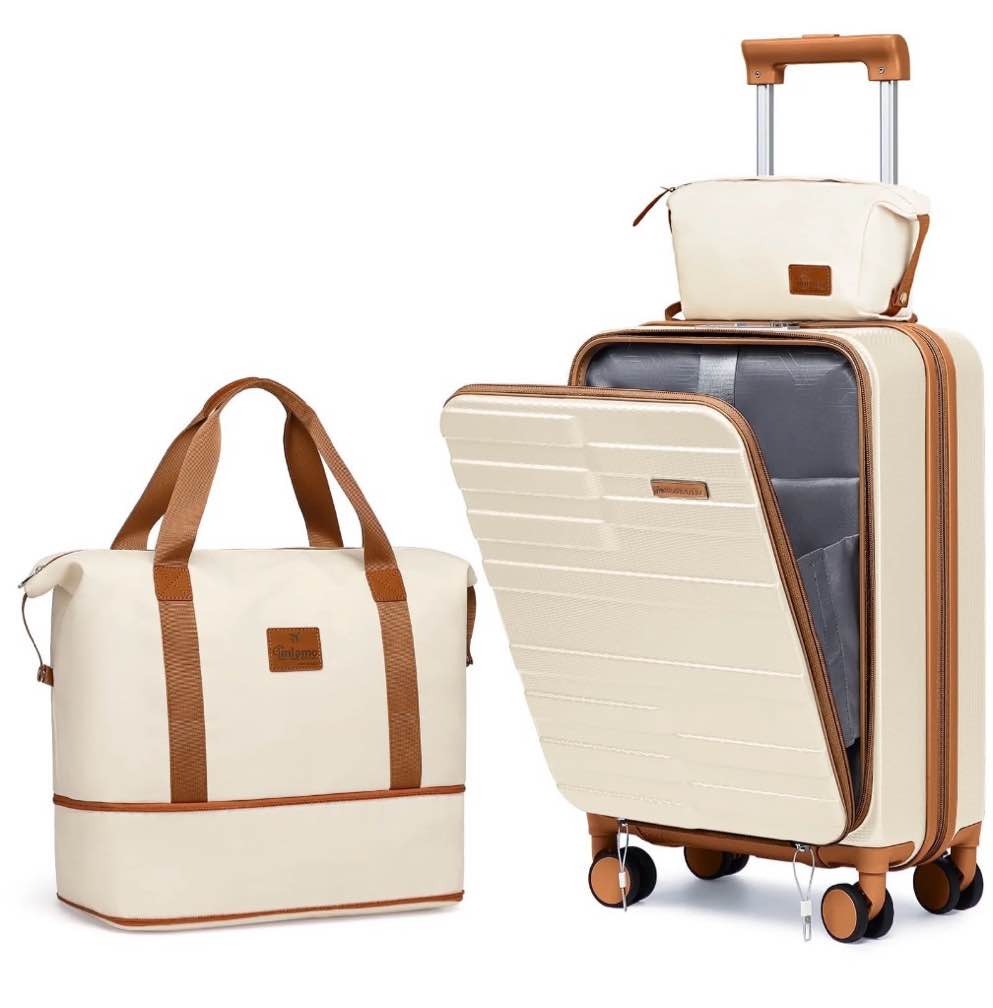 Joyway 3-Piece Front Opening Cover Carry-on Luggage Side Hooks TSA Lock Spinner Wheels YKK Zippers