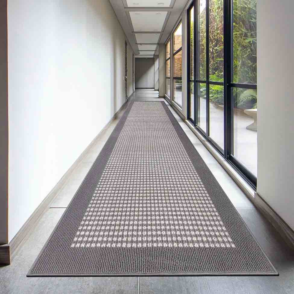 Findosom 2'x10' Hallway Runner Rug Non Slip Entryway Mat with Rubber Backing,Heavy-duty Durable Entryway Floor Mat Machine Washable Doormat,Laundry Runner Rug for Garage Kitchen,Gray