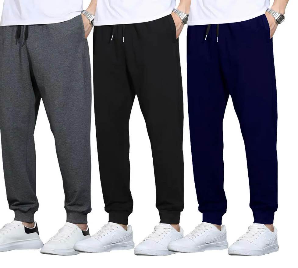 smndy 3 pack men's active athletic casual jogger running sweatpants workout gym pants with pockets size l
