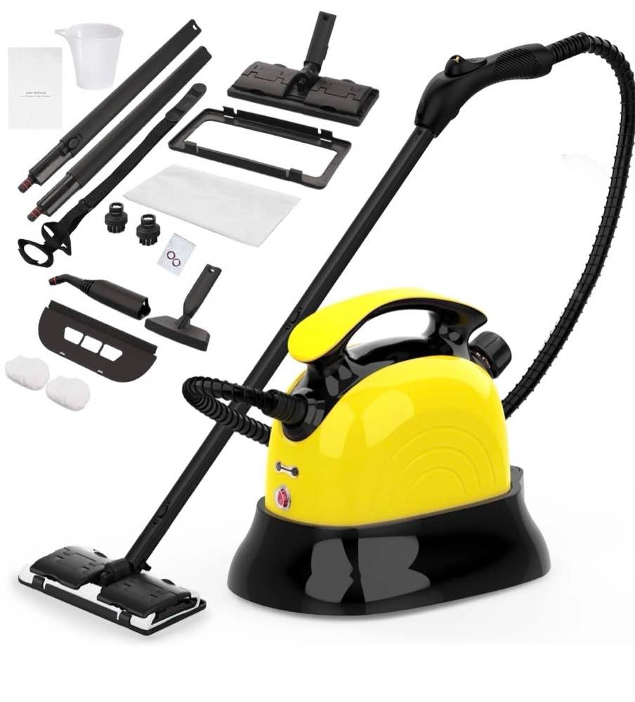 1500w powerful steam mop, multi-purpose steam cleaner, best hand held steamer cleaner with 13 accessories for cleaning, home use, carpet, floor, window, car seat, tile, grout