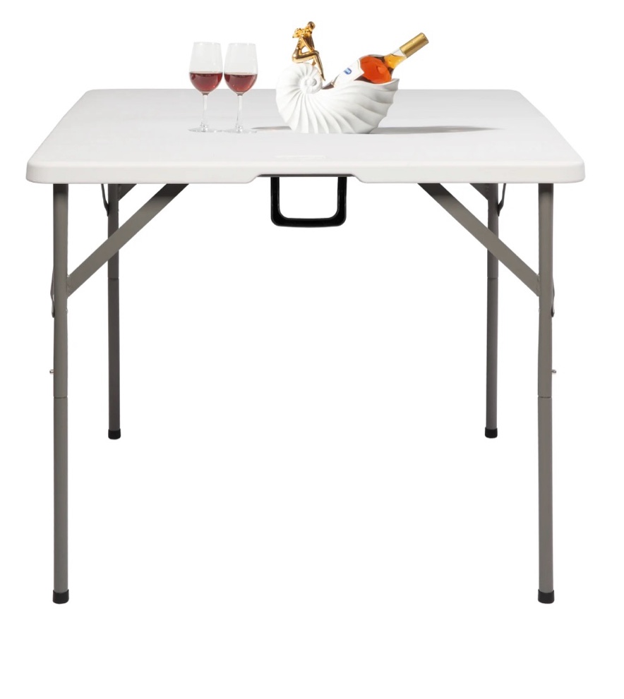 ktaxon 34  folding table fold in half square table  portable plastic dining card table for outdoor and indoor  for picnic  party  bbq  white