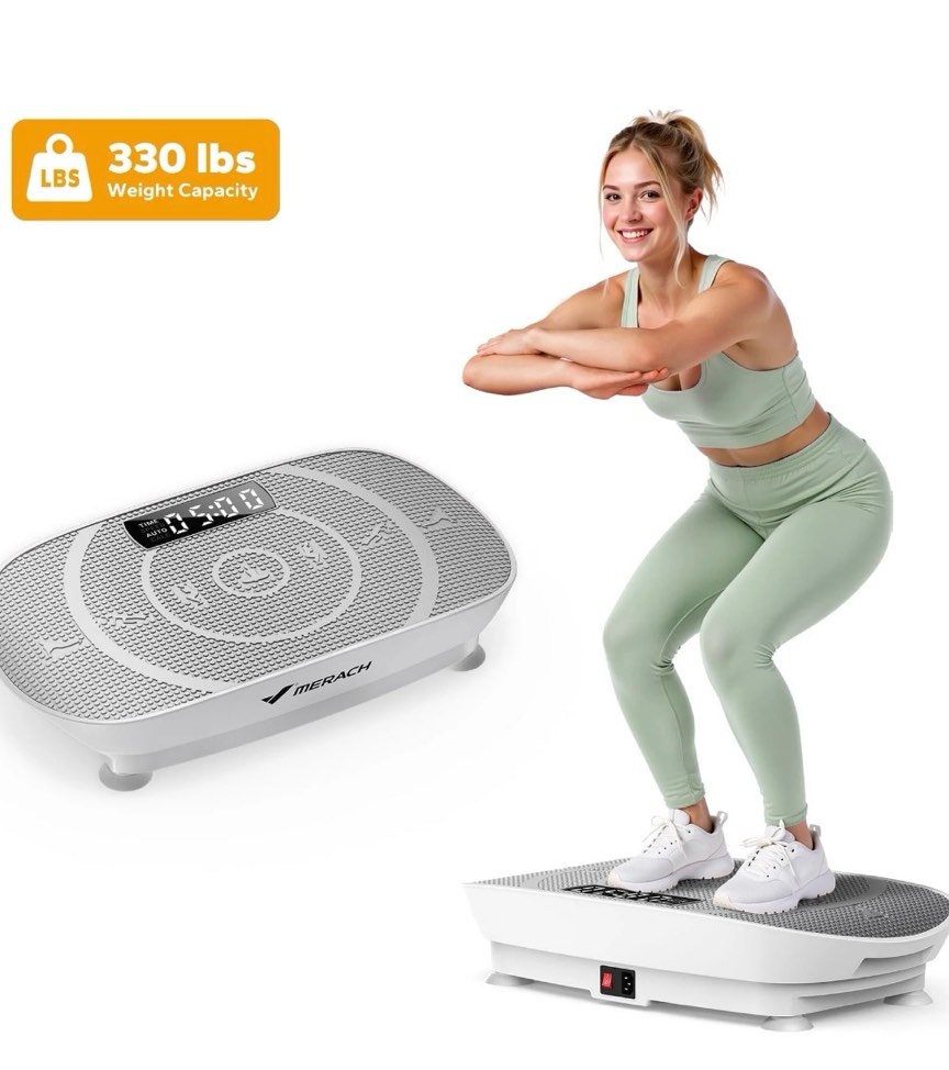merach compact vibration plate exercise machine, mini whole body vibrating muscle toner with remote control