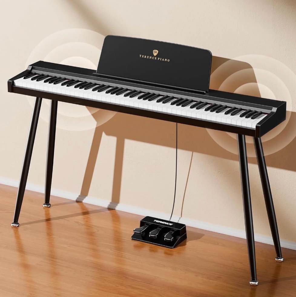 TERENCE Keyboard Piano 88 Key Digital: 88 Key Piano Keyboard Semi-Weighted Full Size Keyboard Digital Premium Sound MIDI Headphone Jack Triple Pedal for Beginners to Professionals