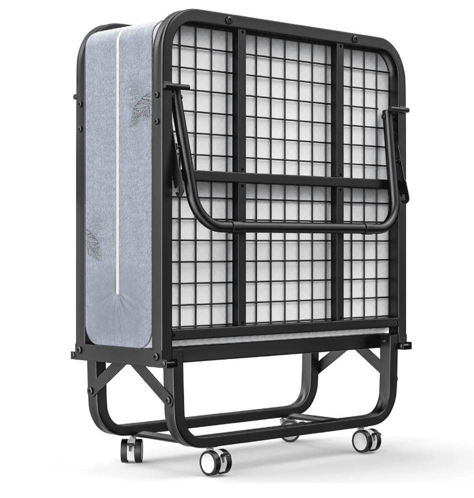 Bonhappy 75" x 38" Twin Size Rollaway Bed, Portable Folding Guest Bed with 5" Memory Foam Mattress, Fits Twin Sheets, Heavy Duty Metal Frame for Adults