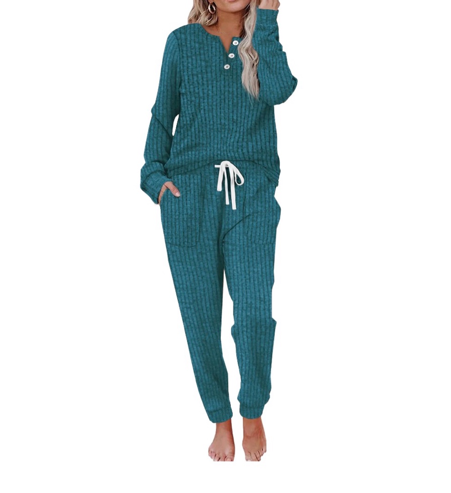 moshu two piece womens pajama sets button down shirts and drawstring pants with pockets solid lounge sets for women size l