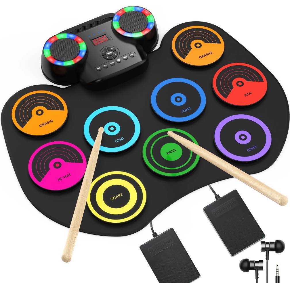 Udreamer Portable Electric Drum Set  9-Pad Portable Electronic Drum Pad for Beginner Christmas\Birthday Gift