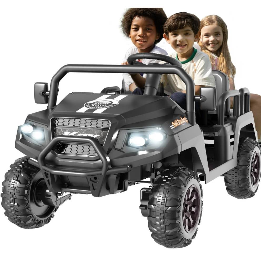 SaveJoy 24V 4 Seater Ride on Toys, Powered Ride on Cars w/ Four Wheels, Electric Car with Parent Remote Control for Toddlers Kids Girls Boys, Black