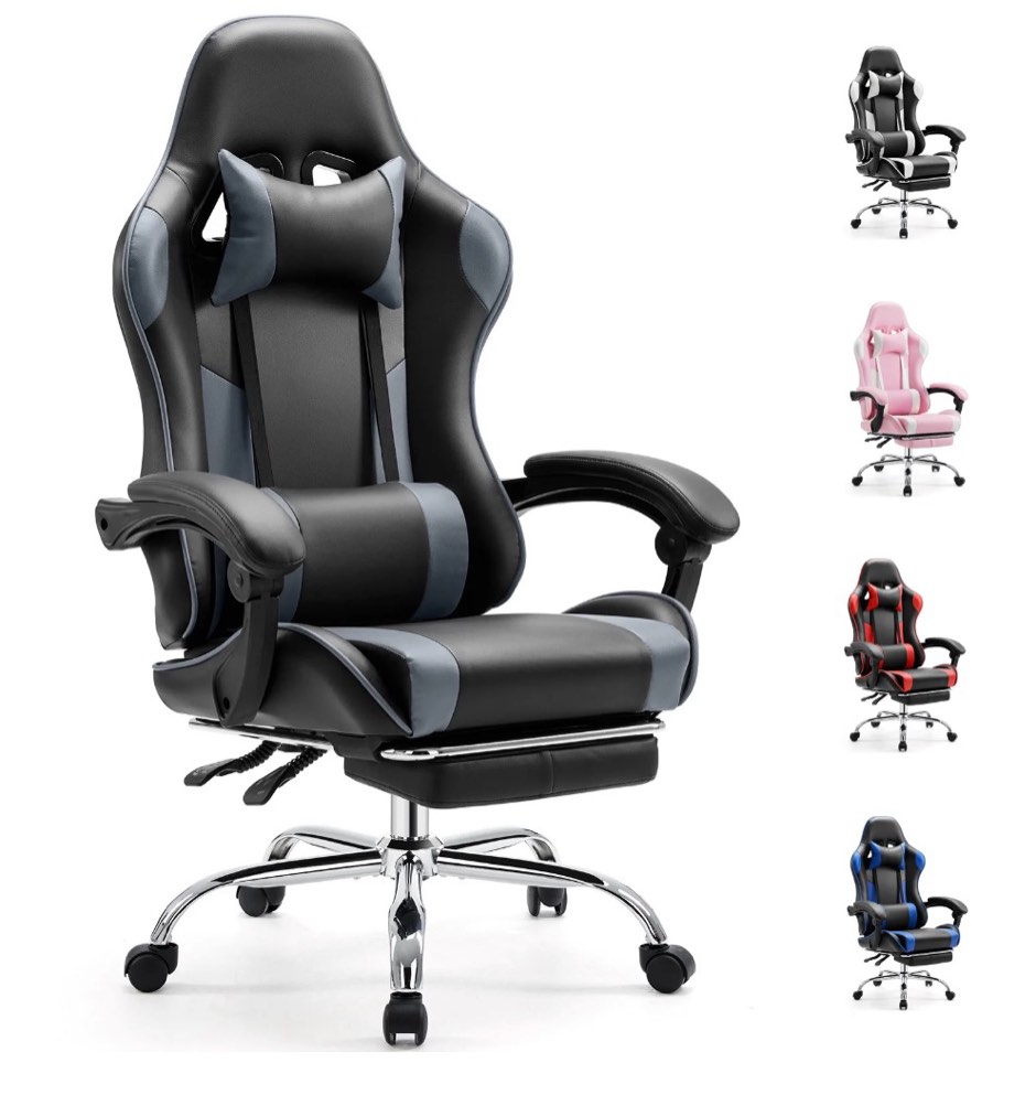 EDX Ergonomic Gaming Chair High Back Office Chair with Lumbar Support and Adjustable Armrests Swivel Racing Chair, Black and Gray
