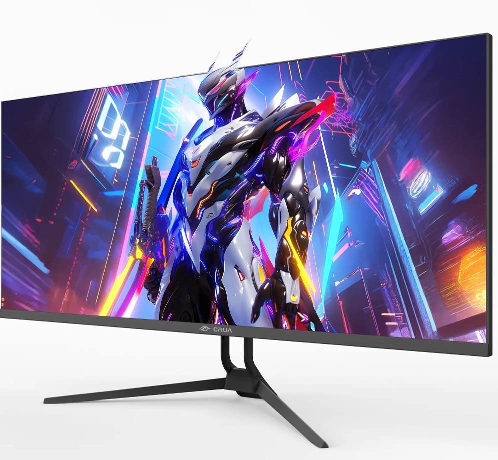 crua 34 inch 165hz uwqhd ips utrawide gaming monitor,3440x1440,21:9, built-in speakers,120 srgb,hdmi/dp,wall mountable-black