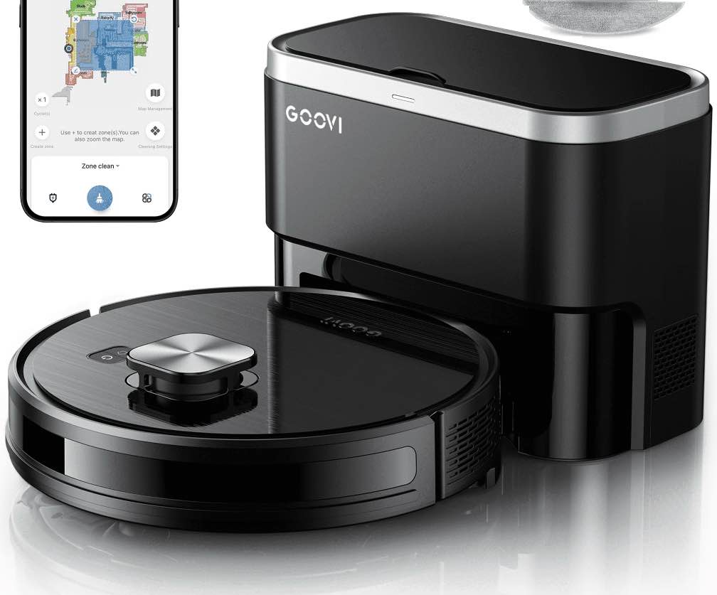 goovi robot vacuum and mop 9000pa suction robotic cleaner with laser home mapping and 85 days self empty station