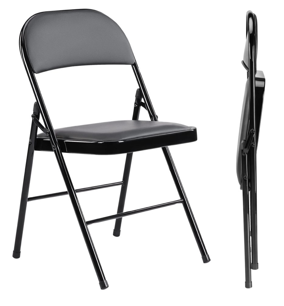 joinsun folding chair 2 pack  convenient leather padded folding chairs  outdoor and indoor  black