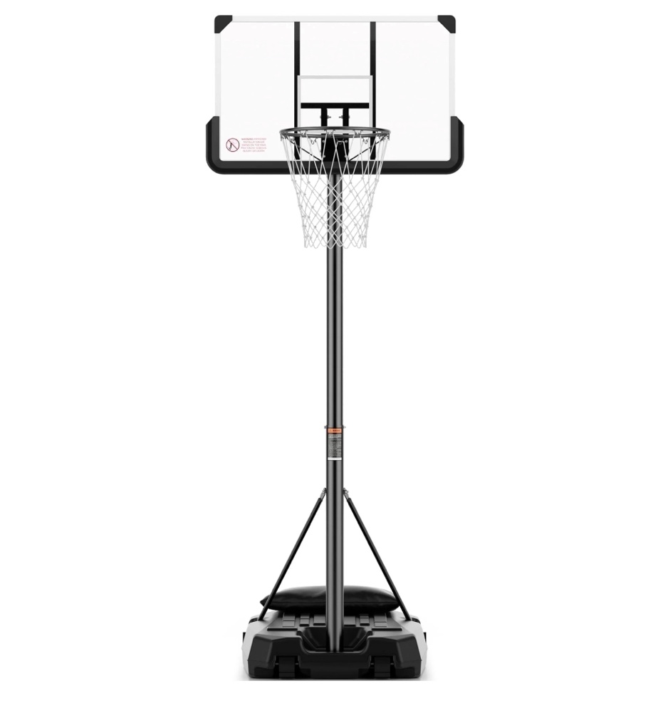 MaxKare 44In Basketball Hoop 7.5 ft to 10 ft Height Upgrade Large Base Portable Basketball Goal System with Quick Adjustment for Full Range of Players Indoor Outdoor Use