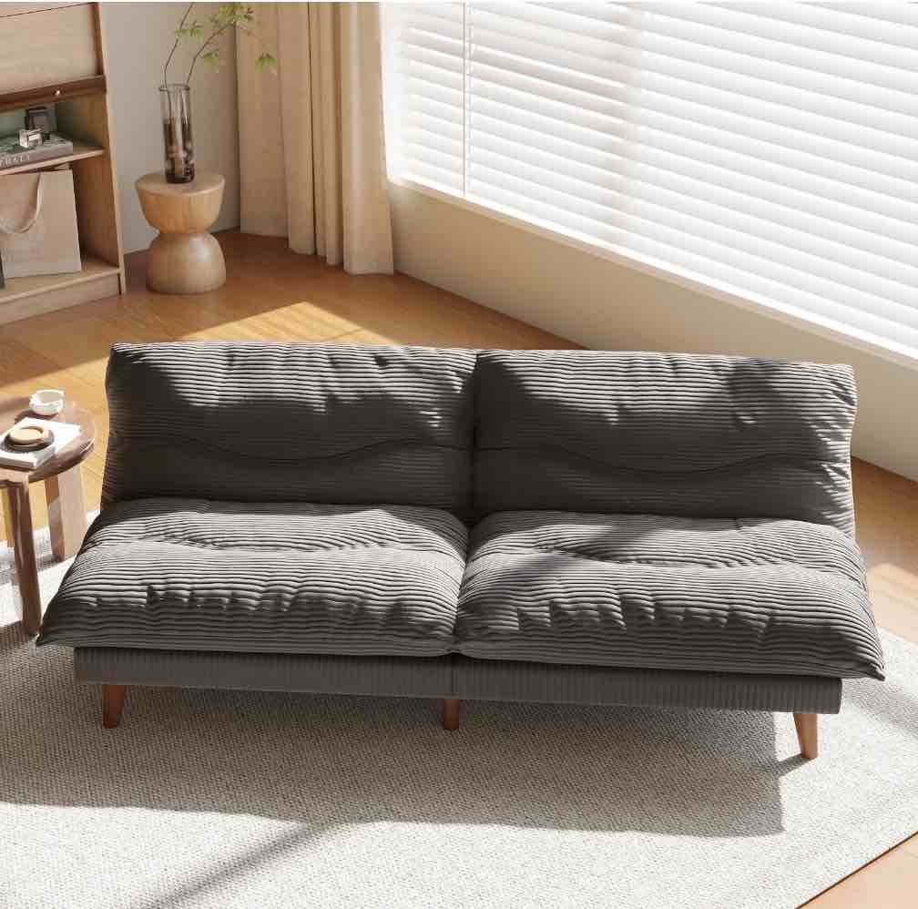 NYBOPAVIS 69" Futon Convertible Sofa Bed, Corduroy Loveseat Sofa Couch for Small Space Gray