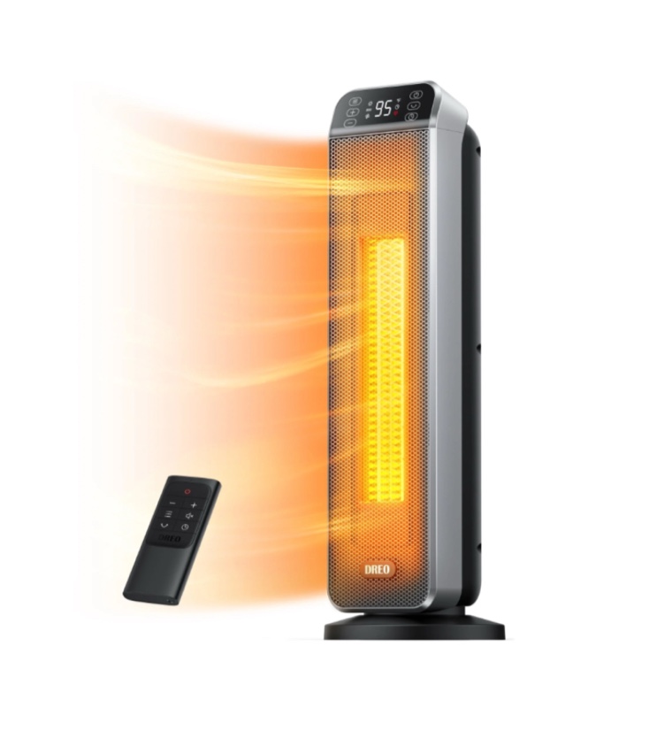 Dreo Space Heater for Inside  Electric Heater for Home with Remote  24  11ft/s Fast Quiet Heating  3 Modes  Safe Energy Efficient Heaters for Large Room  Bedroom  Silver