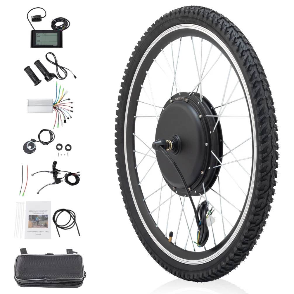 Ktaxon 48V 1000W Electric Bicycle Motor Kit, 26" Front Wheel E-Bike Conversion Kit  w/ LCD Display