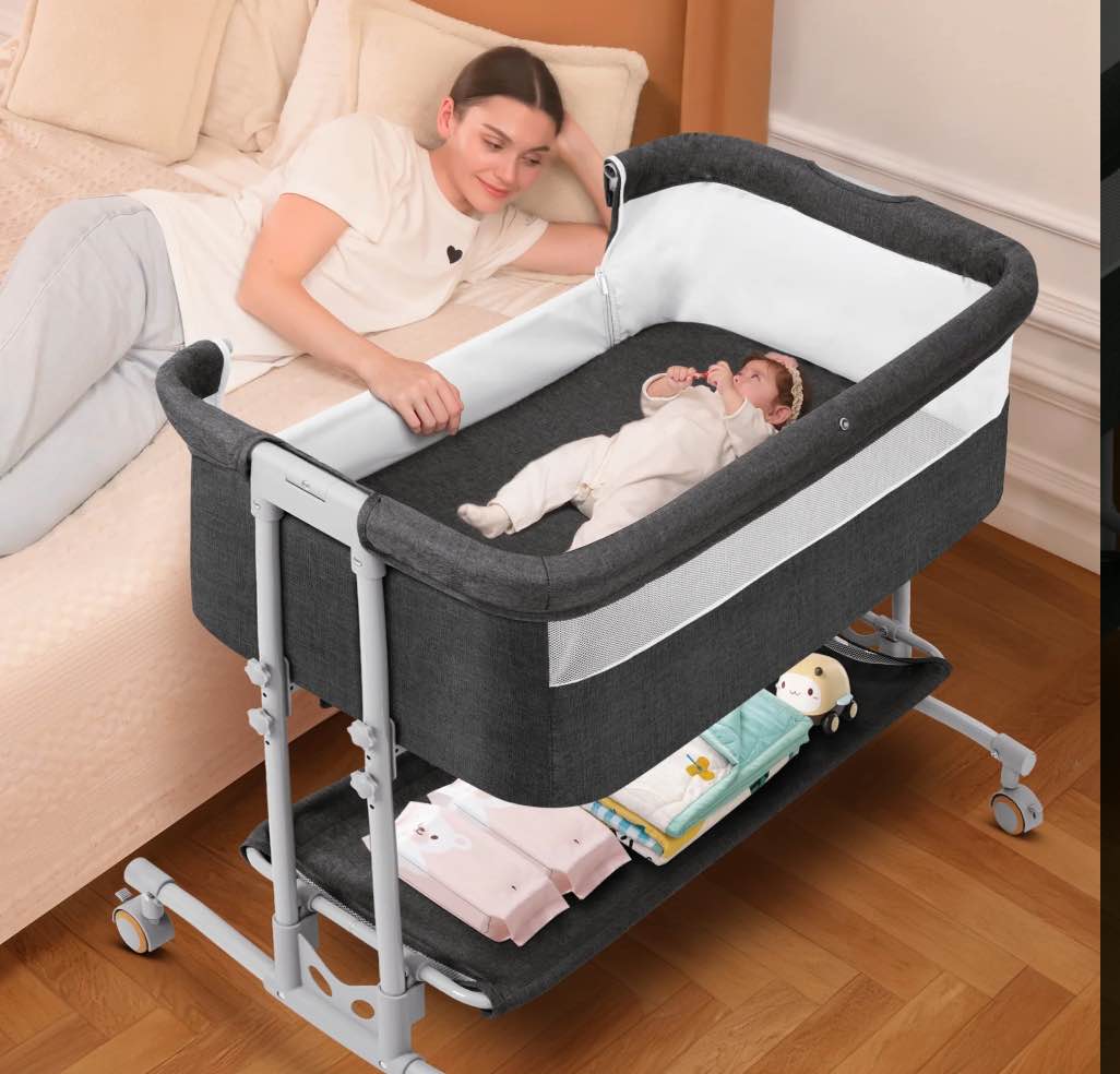 Babyeap Baby Bassinet Bedside Sleeper Bassinet for 0–5 Months Infants, Unisex, Dark Gray
