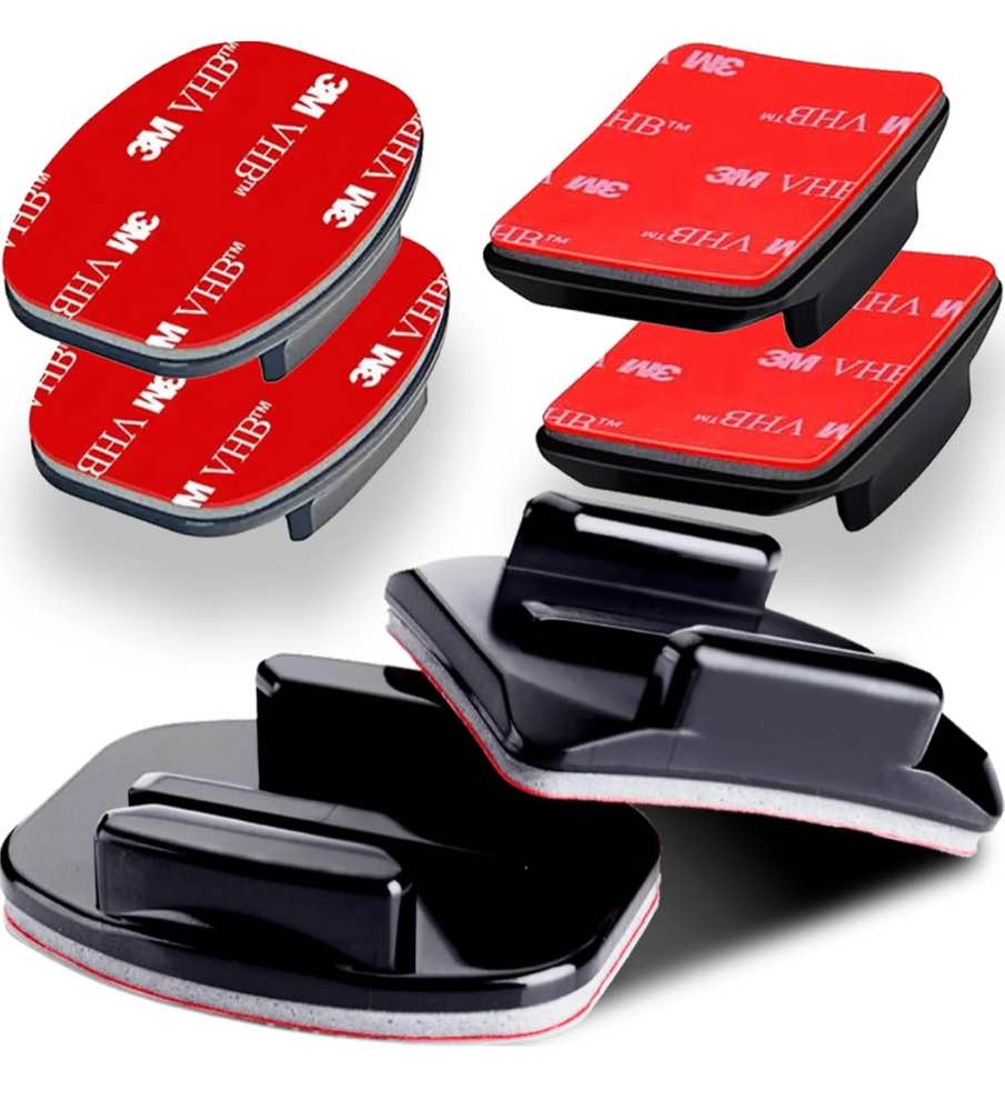 nordic flash adhesive mounts for gopro cameras - 3x curved and 3x flat mounts with 3m sticky pads  black