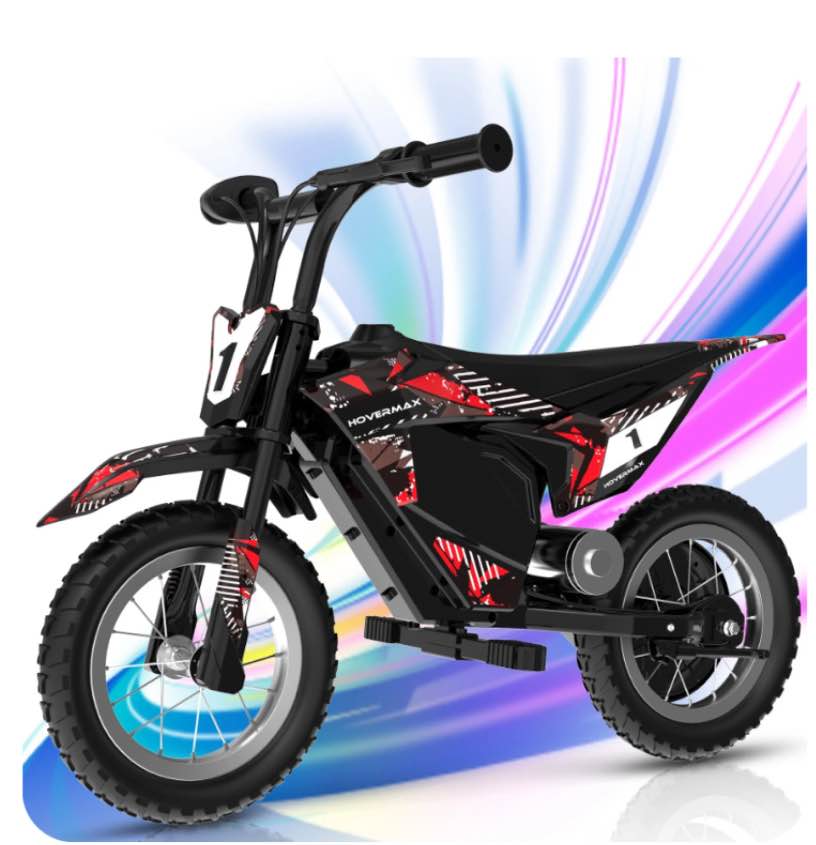 hovermax electric dirt bike  150w electric motorcycle 10mph max speed  ride on toys motocross for kids