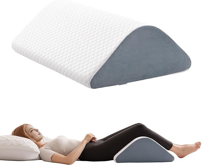 knee wedge pillow for post-surgery recovery-leg elevation support for sleep position, alleviating lower back & hip pain enhancing circulation in ankles legs triangle pillow with removable cover
