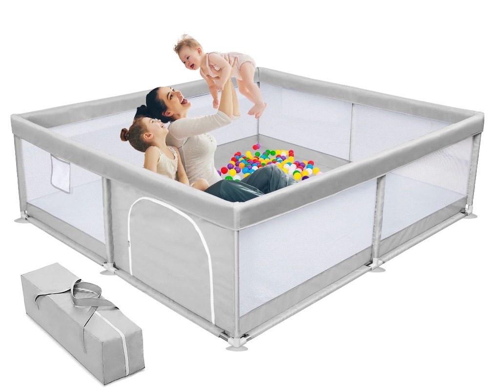 Babyeap Baby Playpen Large Play Yard Fence for Toddlers,50"x50" Gray