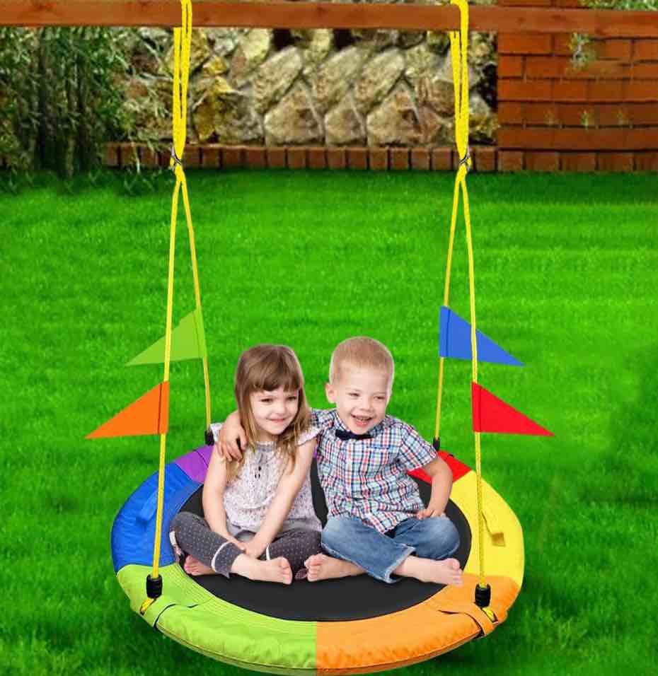 GVDV 40" Saucer Swing 750Lb Capacity, Waterproof Oxford Tree Swing for Kids Gift, Indoor and Outdoor Use in Backyard or Playground