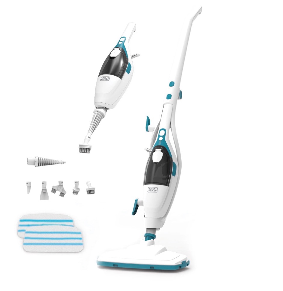 Black + Decker Steam Mop + Cleaner with Detachable Handheld Steam Cleaner and 8 Attachments