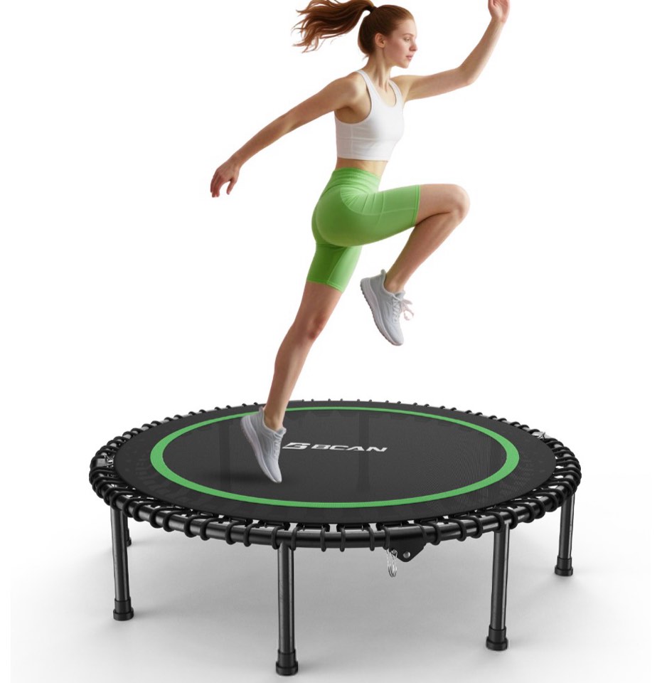 bcan 40" fitness trampoline with bungees, 450lbs foldable mini trampoline
