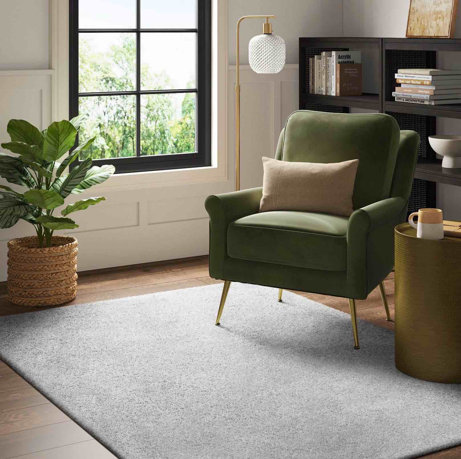 5'1"x6'11" solid eyelash woven shag rug cream - threshold™